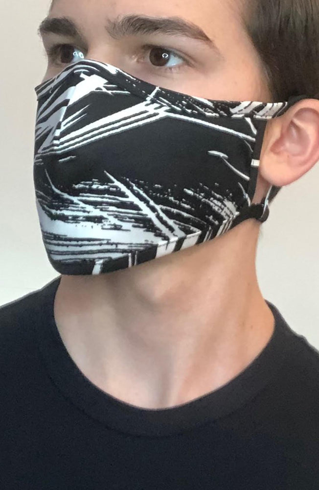 
                
                    Load image into Gallery viewer, Black Graphic Active Fashion Face mask with filter - Thebritishmask
                
            