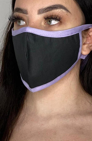 Black Mask with contrast Lilac Active Fashion Face mask with filter - Thebritishmask