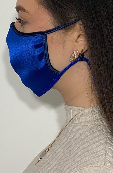 Blue & Black Silk Fashion Face mask with filter - Thebritishmask