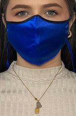 Blue & Black Silk Fashion Face mask with filter