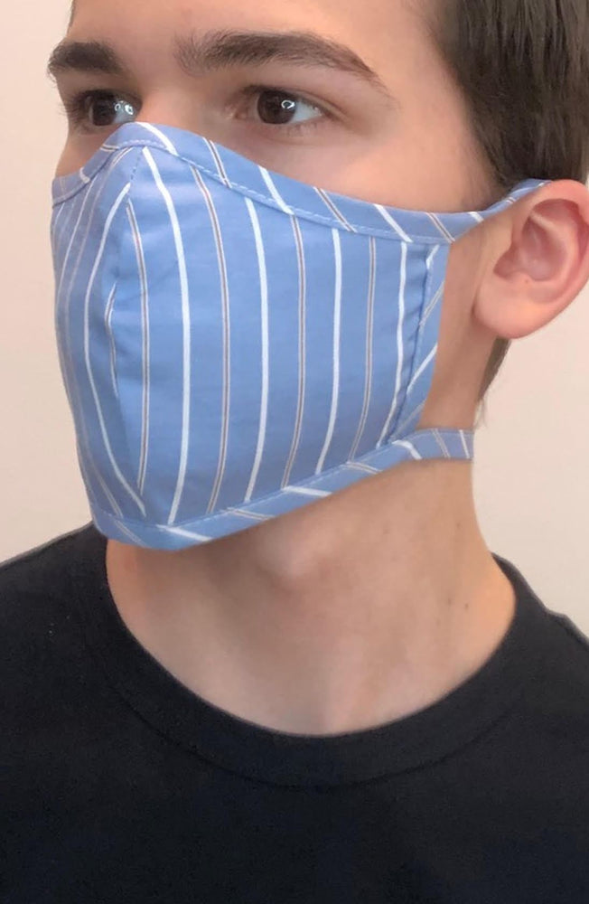 Blue Stripe Fitted Fashion Face mask with filter - Thebritishmask