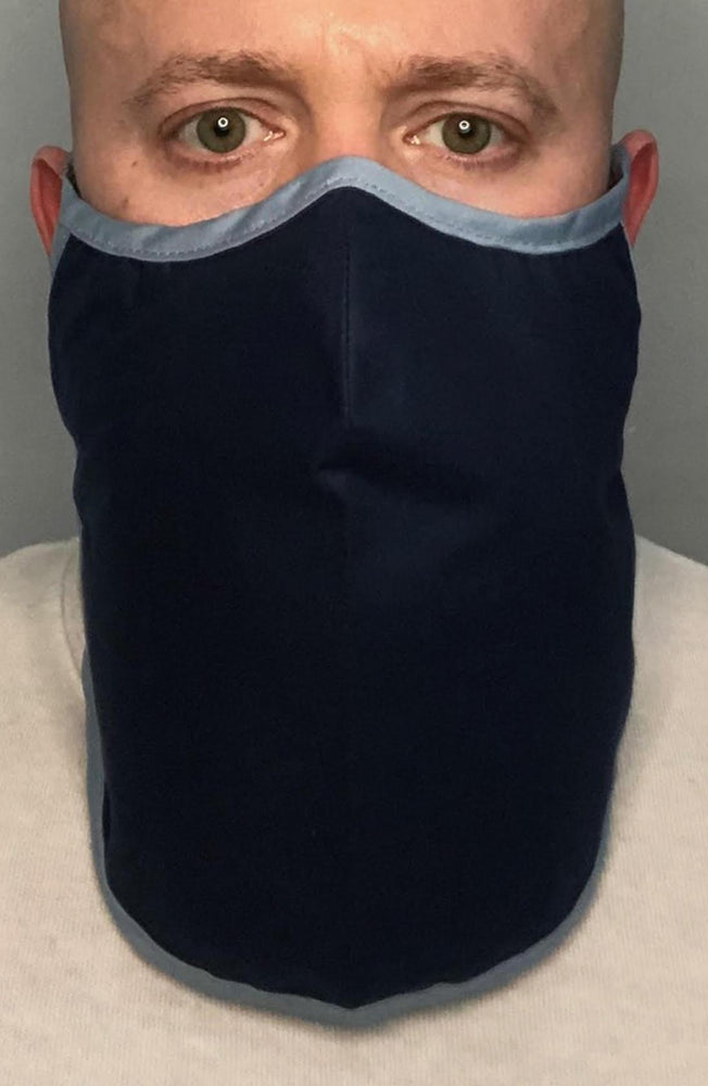 Denim and Navy X-long Beard Longline Face mask with filter