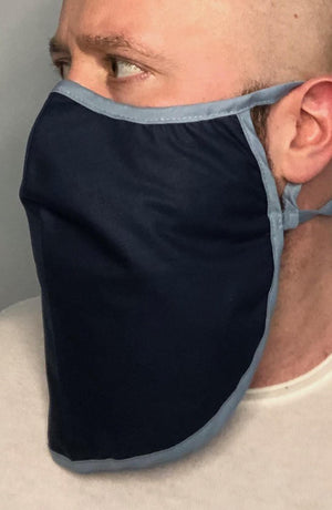 
                
                    Load image into Gallery viewer, Denim and Navy X-long Beard Longline Face mask with filter - Thebritishmask
                
            