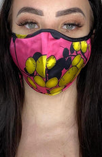 Fuschia & Yellow Silk Fashion Face mask with filter