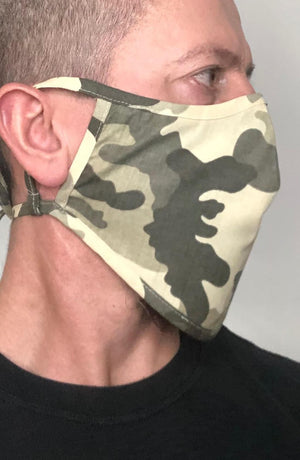 
                
                    Load image into Gallery viewer, Green Camo Beard Longline Face mask with filter - Thebritishmask
                
            