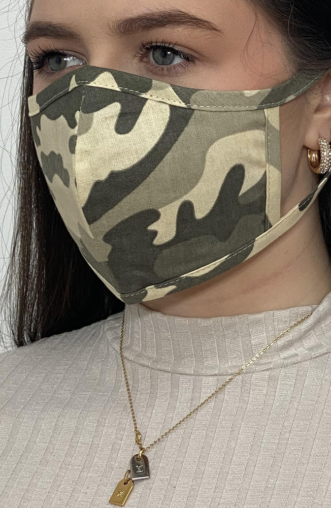 
                
                    Load image into Gallery viewer, Green Camo Fitted Fashion Face mask with filter - Thebritishmask
                
            