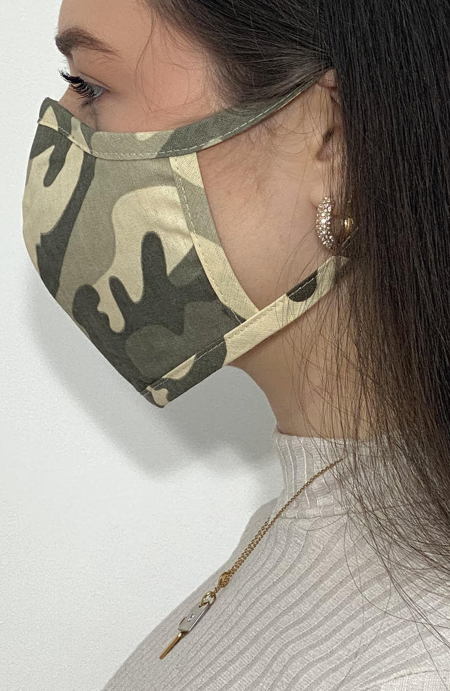
                
                    Load image into Gallery viewer, Green Camo Fitted Fashion Face mask with filter - Thebritishmask
                
            