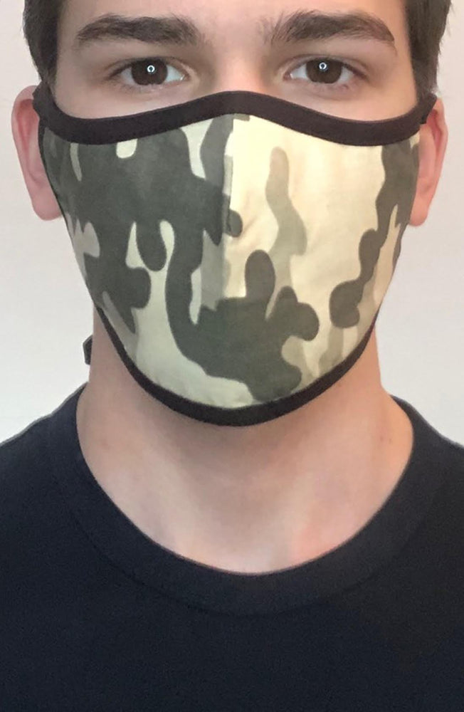 Green Camo with Black Contrast Active Fashion Face mask with filter