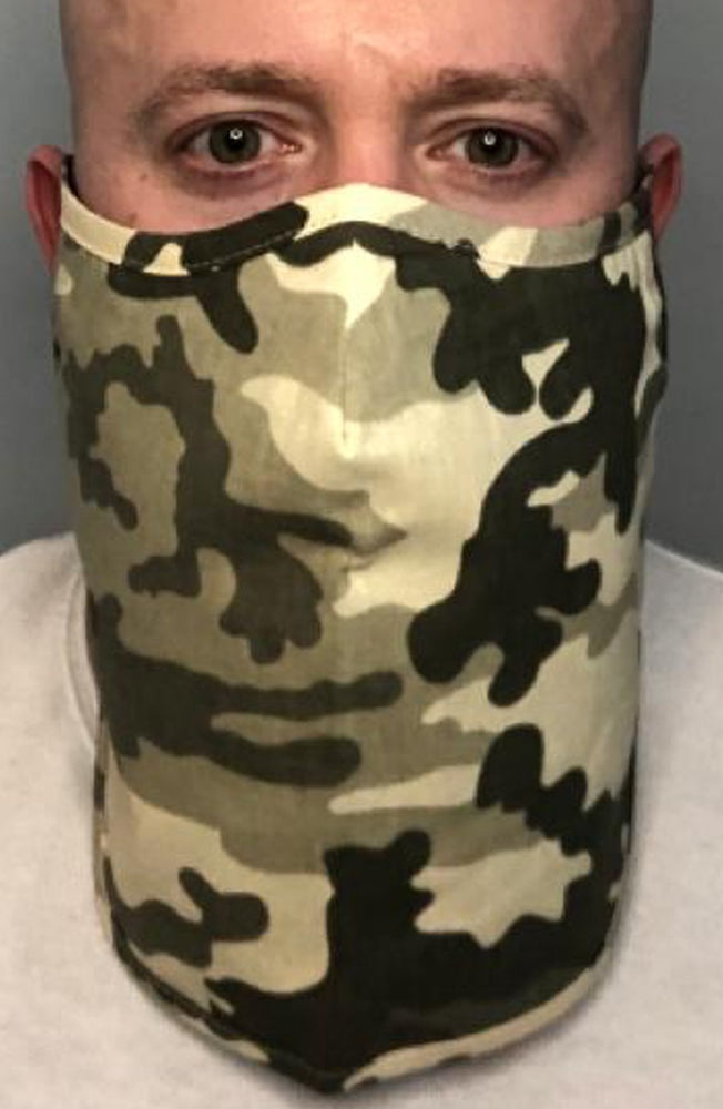 
                
                    Load image into Gallery viewer, Green Camo X-long Beard Longline Face mask with filter - Thebritishmask
                
            