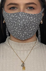 Grey Ditsy Print Active Fashion Face mask with filter