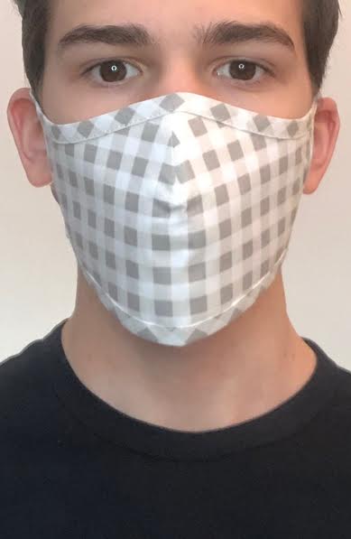 Grey Gingham Active Fashion Face mask with filter
