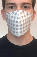 Grey Gingham Active Fashion Face mask with filter