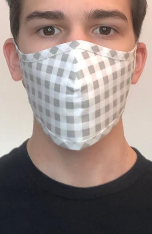Grey Gingham Active Fashion Face mask with filter - Thebritishmask