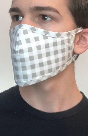 Grey Gingham Active Fashion Face mask with filter - Thebritishmask