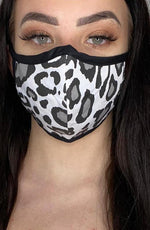Grey Leopard with Contrast Fitted Fashion Face mask with filter