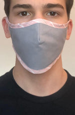 Grey Mask with contrast Pink Stripe Active Fashion Face Mask with Filter