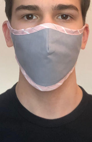 Grey Mask with contrast Pink Stripe Active Fashion Face Mask with Filter - Thebritishmask