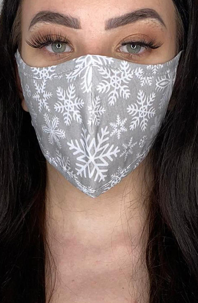 Grey Snowflake Active Fashion Face mask with filter - Thebritishmask