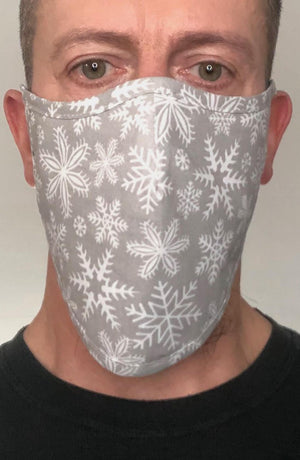 
                
                    Load image into Gallery viewer, Grey Snowflake Beard Longline Face mask with filter - Thebritishmask
                
            