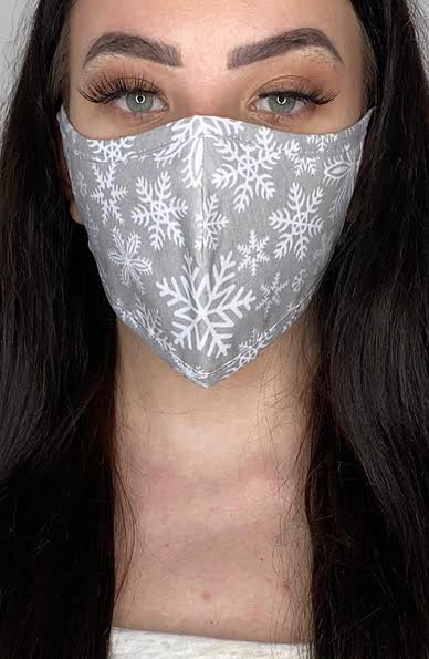 Grey Snowflake Fitted Fashion Face mask with filter