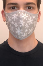 Grey Snowflake with contrast Grey Active Fashion Face mask with filter