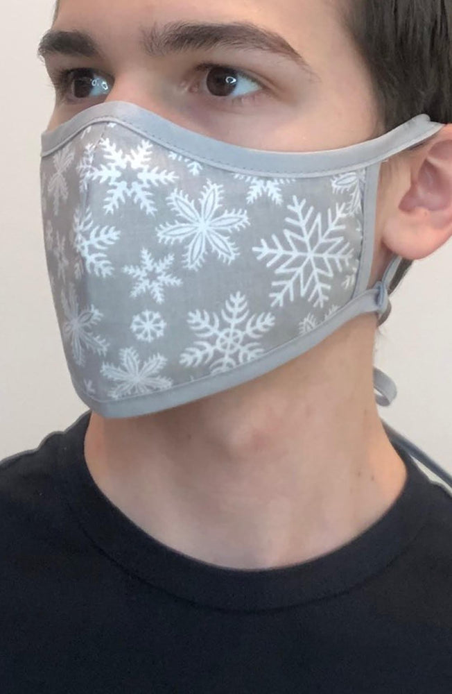 Grey Snowflake with contrast Grey Active Fashion Face mask with filter - Thebritishmask