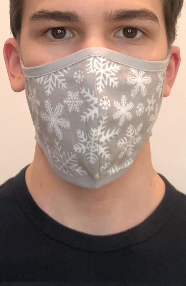 Grey Snowflake with contrast Grey Fitted Fashion Face mask with filter