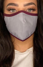Grey with contrast Plum Active Fashion Face mask with filter