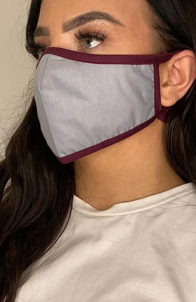 Grey with contrast Plum Active Fashion Face mask with filter - Thebritishmask