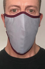 Grey with contrast Plum Beard Longline Face mask with filter