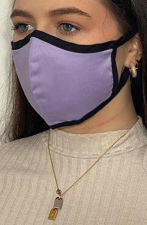 Lilac with Contrast Fitted Fashion Face mask with filter - Thebritishmask