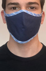 Navy Mask with contrast Blue Stripe Active Fashion Face mask with filter