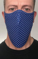 Navy Polka Dot Beard Longline Face mask with filter