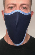 Navy with contrast Blue Stripe Beard Longline Face mask with filter