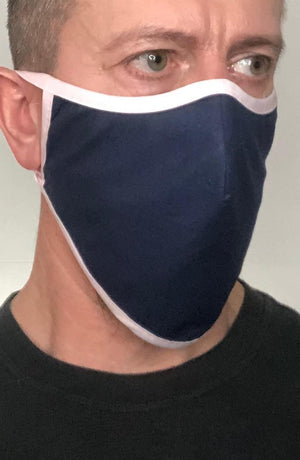 Navy with contrast Pink Beard Longline Face mask with filter - Thebritishmask