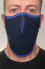 Navy with Polka Dot contrast Beard Longline Face mask with filter