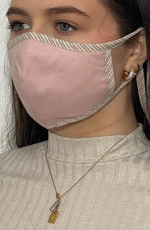 Nude Mask with contrast Stripe Fitted Fashion Face mask with filter - Thebritishmask