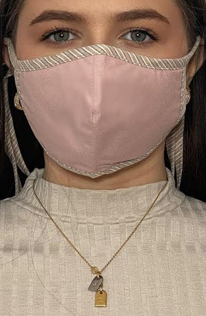 Nude Mask with contrast Stripe Fitted Fashion Face mask with filter - Thebritishmask