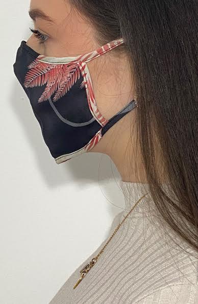 
                
                    Load image into Gallery viewer, Pink Feather Silk Fashion Face mask with filter - Thebritishmask
                
            