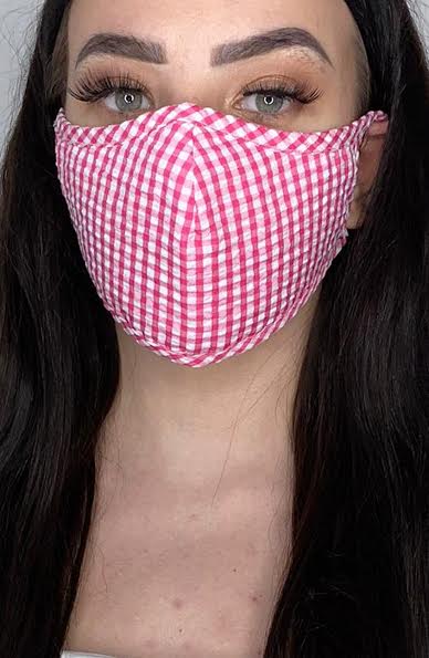 
                
                    Load image into Gallery viewer, Pink Gingham Active Fashion Face mask with filter - Thebritishmask
                
            