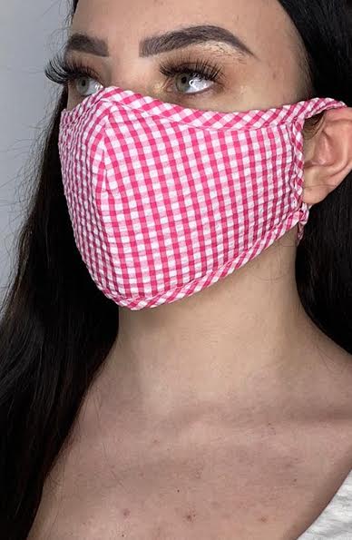 
                
                    Load image into Gallery viewer, Pink Gingham Active Fashion Face mask with filter - Thebritishmask
                
            