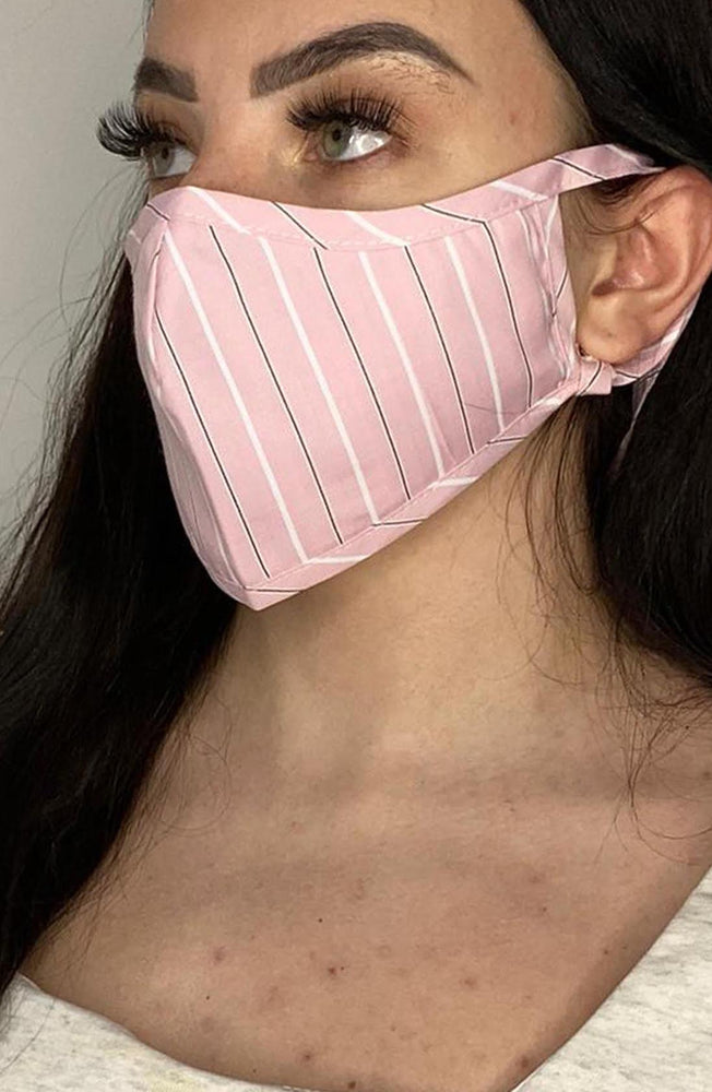 Pink Stripe Active Fashion Face mask with filter - Thebritishmask