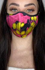 Pink & Yellow Print Silk Fashion Face mask with filter