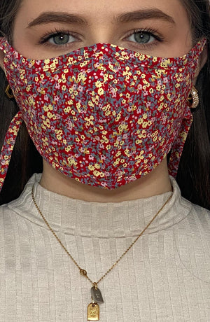 
                
                    Load image into Gallery viewer, Red Floral Active Fashion Face mask with filter - Thebritishmask
                
            