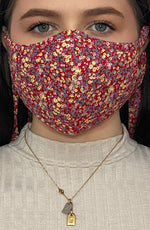 Red Floral Fitted Fashion Face mask with filter