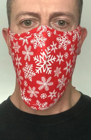 
                
                    Load image into Gallery viewer, Red Snowflake Beard Longline Face mask with filter - Thebritishmask
                
            