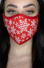Red Snowflake with contrast Red Active Fashion Face mask with filter