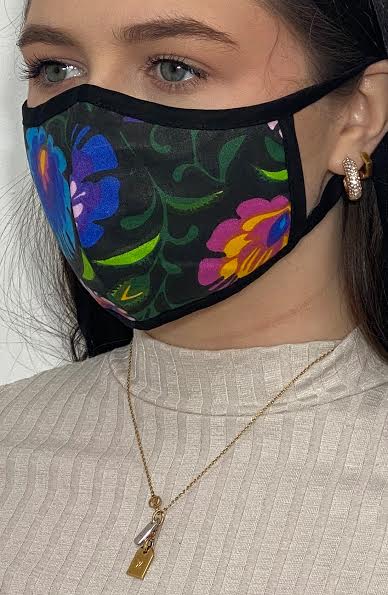 Vivid Floral with black binding active Fashion Face mask with filter - Thebritishmask