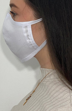 White Fitted Fashion Face mask with filter - Thebritishmask