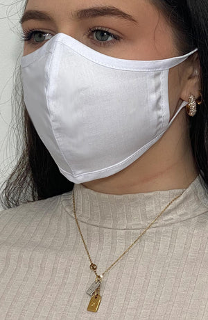 White Fitted Fashion Face mask with filter - Thebritishmask